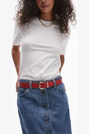 MANGO Gold hoop buckle belt in