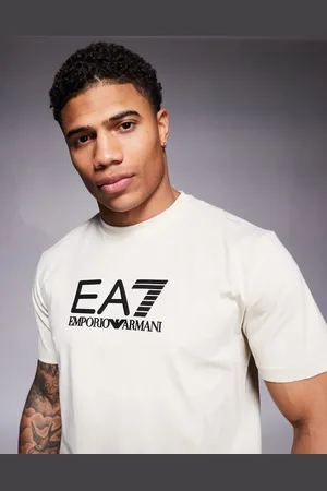 EA7 Armani central logo t-shirt in beige