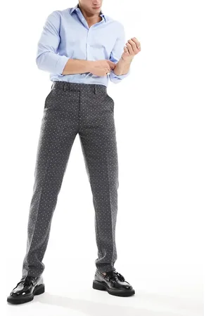ASOS Smart slim trouser in dark polka dot herringbone