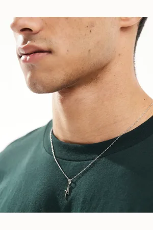 ASOS Waterproof stainless steel necklace with lightning bolt pendant in tone