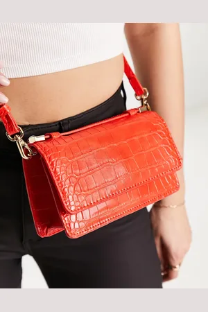 MANGO Faux croc detail cross body bag in