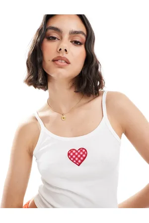 Pull&Bear Gingham heart graphic cami in