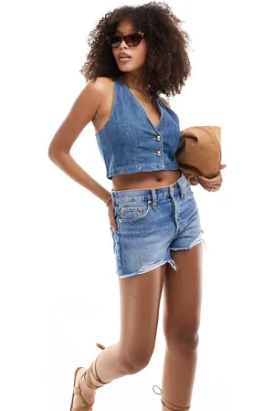 SCALPERS Denim crop top in indigo