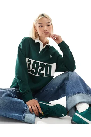 New Era Oversized motif rugby top in