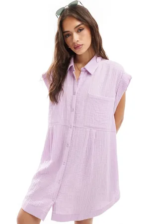 ASOS Double cloth sleeveless smock shirt dress in lilac
