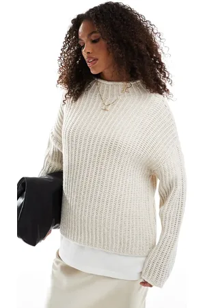 ASOS Knitted high neck jumper in ecru