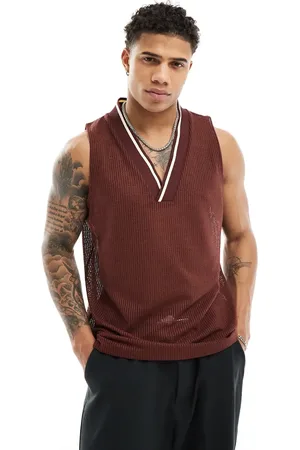 ASOS Relaxed tank vest with V neck in crochet