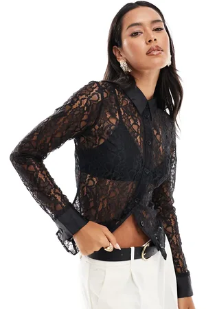 ASOS Sheer lace fitted shirt in