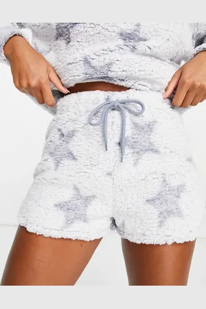 ASOS Lounge mix & match star bleached borg short in blue