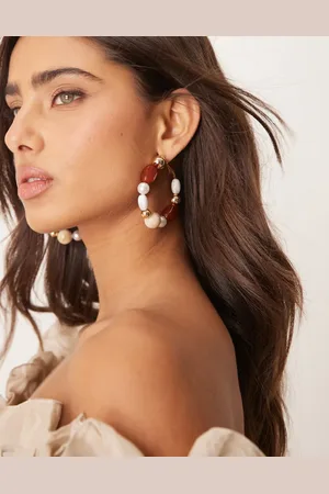 ASOS Hoop earrings in beaded design in tone