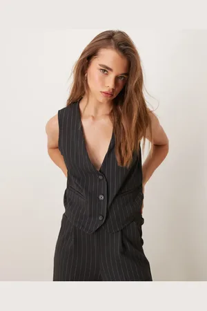 JDY Waistcoat co-ord in dark pinstripes