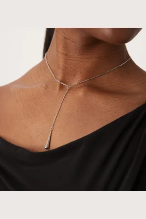 LOST SOULS Stainless steel lariat molten drop necklace in