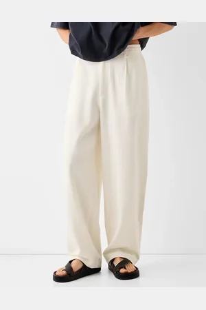 Bershka Tailored wide leg linen trouser in