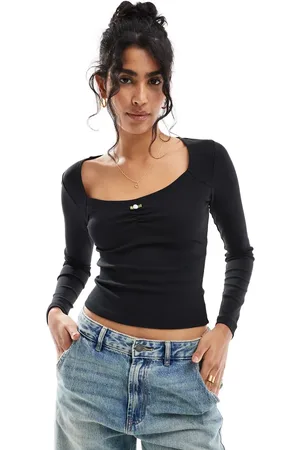 Cotton On Cotton On long sleeve square neck crop top in
