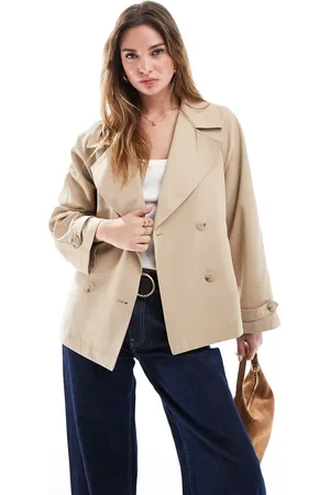 Stradivarius Cropped trench jacket in beige