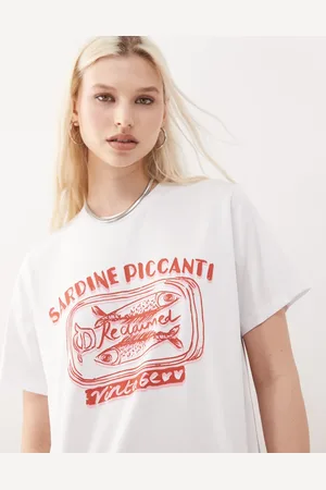 Reclaimed Oversized t-shirt with sardine fisherman print in