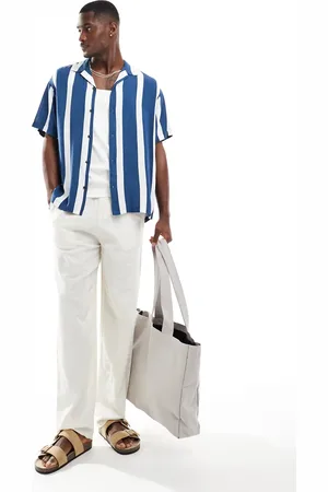 JACK & JONES Revere collar shirt with vertical stripe in blue