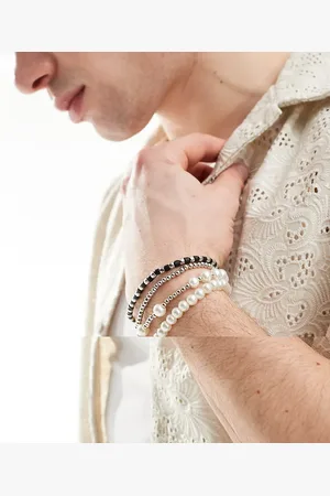 ASOS 4 pack bracelet set with faux pearl and bead mix