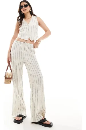 Stradivarius Crinkle pull on trouser co-ord in stripe