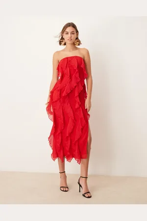 Pretty Lavish Strapless ruffle maxi dress in