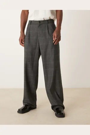 ASOS Smart wide leg trousers with front pleats in check