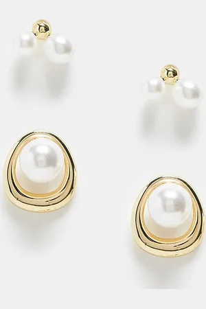 Pieces® Drop pearl and stud 2-pack earrings in