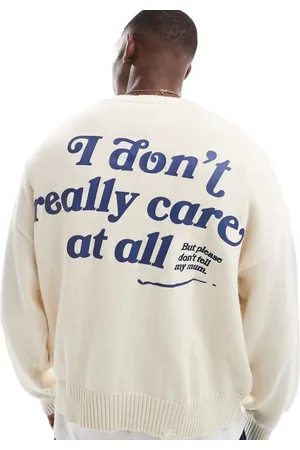 Pull&Bear Ribbed printed jumper in ecru