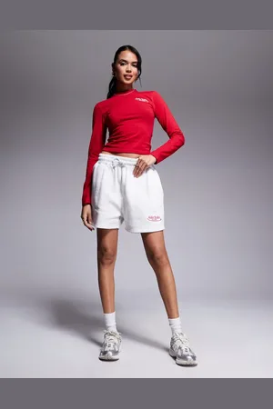 Kaiia Studio drawstring waist embroidered logo sweat shorts co-ord in