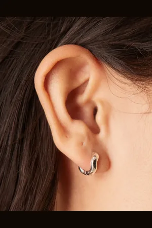 Orelia Round wave huggie hoop earrings in sterling plated