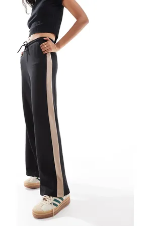 Stradivarius Wide leg side stripe joggers in