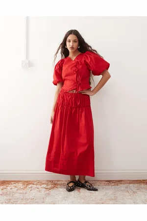 Reclaimed Western cowgirl midi skirt co-ord with pintucks in cotton