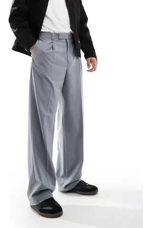 ASOS Smart wide leg trousers with double pleats in mid