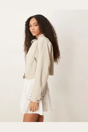 Gina Tricot Faux suede short jacket in light beige