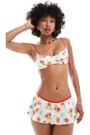 Frankies Bikinis Premium izabella satin bikini bottom in sweet hibiscus satin shine