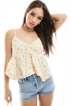 Hollister Cami strap handkerchief hem top in floral