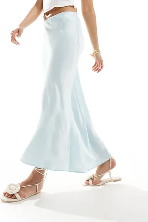 Stradivarius Satin bias midi skirt in