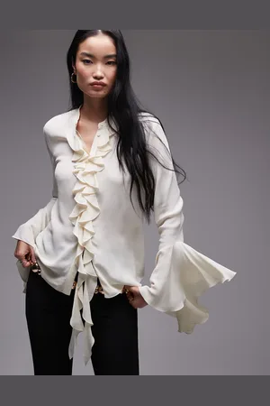 MANGO Ruffle front elegant blouse in