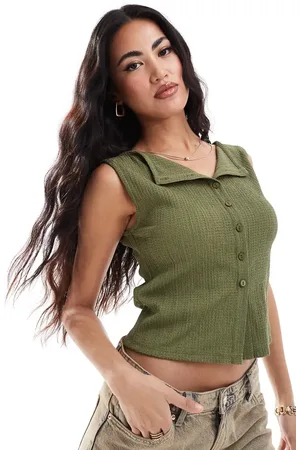 ASOS Textured button through tank in dark