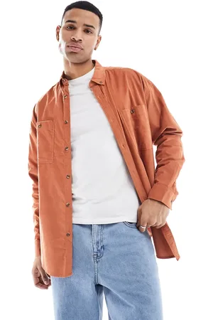 ASOS 90s oversized cord shirt with double pockets in rust