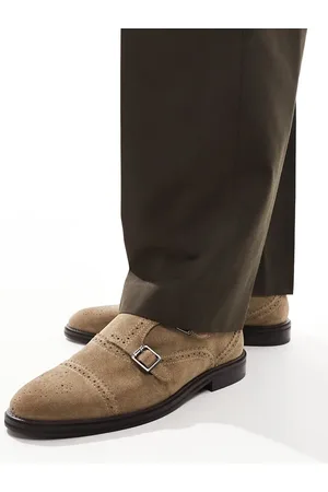 ASOS Monk shoes in stone suede