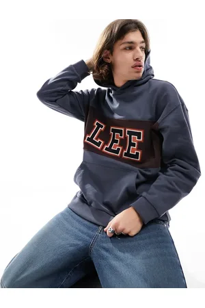 Lee Varsity logo chest panel oversized hoodie in dusty