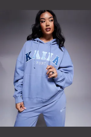 Kaiia Embroidered logo sport hoodie co-ord in light