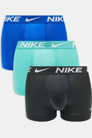 Nike Essential Microfibre 3 pack trunk in blue/black/pastel blue