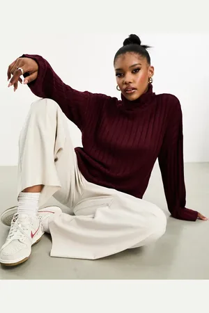 Threadbare Etta chunky roll neck jumper in deep