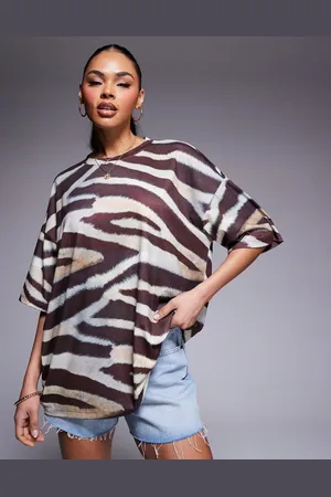 ASOS Zebra print oversized heavyweight t shirt in buttermilk