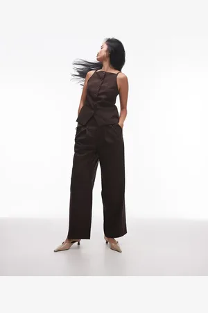 Topshop Pleat front tailored jogger in choc pinstripe