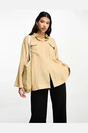 ASOS Oversized cheesecloth shirt in stone