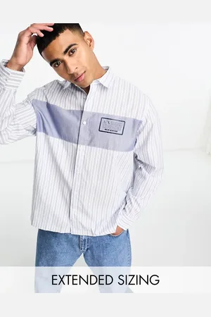 Armani Exchange Logo striped long sleeve shirt in and blue