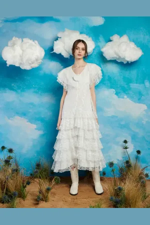 Sister Jane Tiered lace midaxi dress in ivory