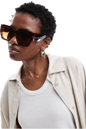 Monki Oversized tortoise shell circle cat eye sunglasses in tortoise